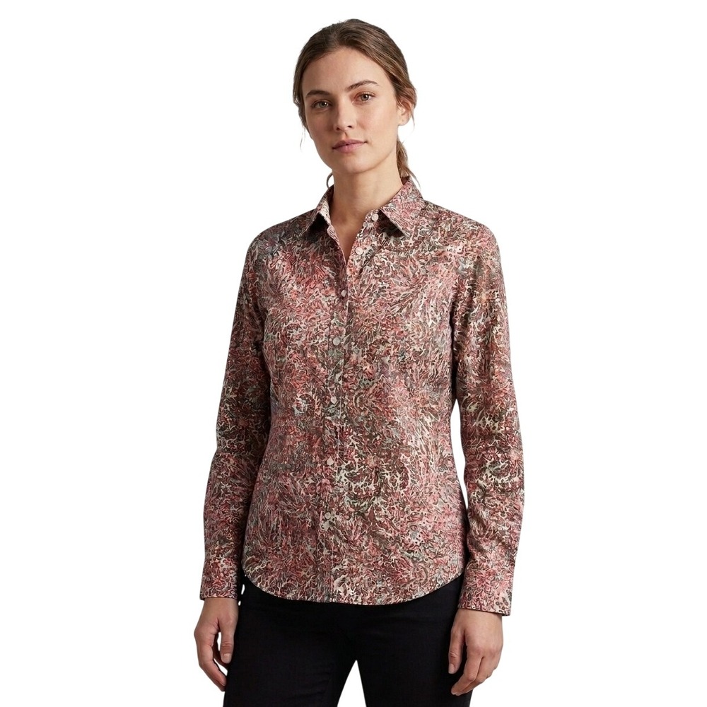 Chaps Floral Paisley Button Down Shirt S New No Iron Cotton Fitted Long Sleeve
